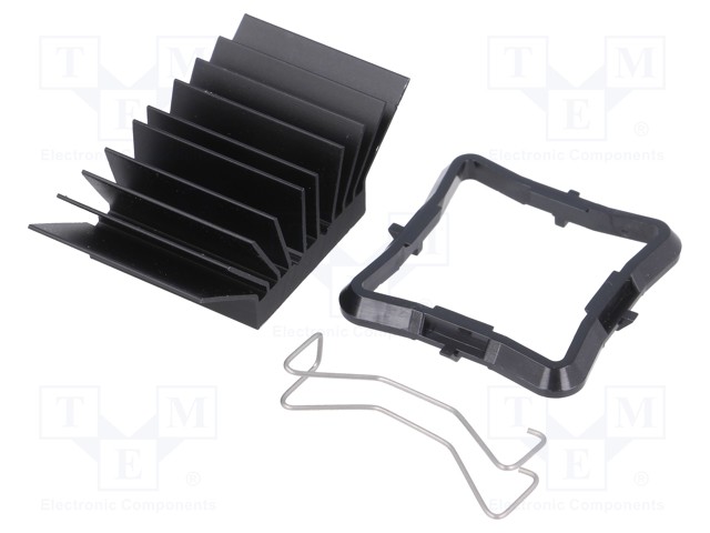 Heatsink: extruded; grilled; black; L: 25mm; W: 25mm; H: 14.5mm