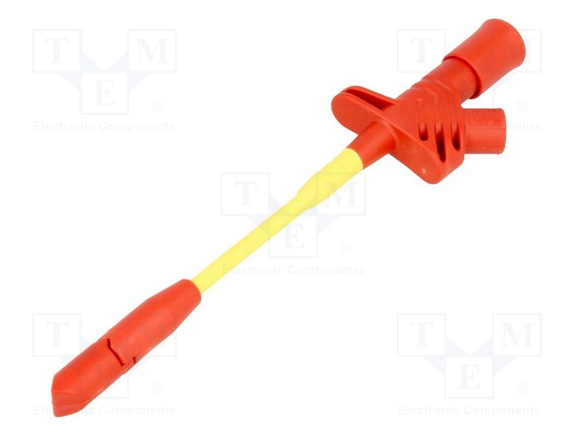 Clip-on probe; with puncturing point; 10A; 60VDC; red; 4mm; 30VAC