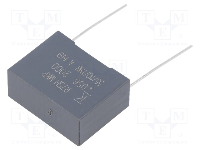 DC Film Capacitor, 0.056 µF, 2 kV, Metallized PP, ± 5%, R75H Series, Radial Box