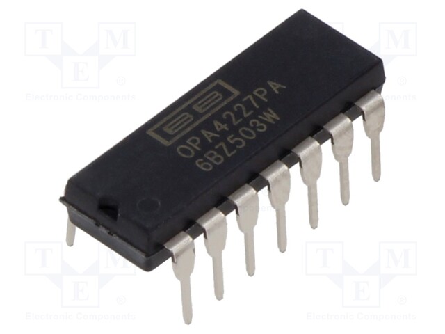 Operational Amplifier, 4 Amplifier, 8 MHz, 2.3 V/µs, ± 2.5V to ± 18V, DIP, 14 Pins