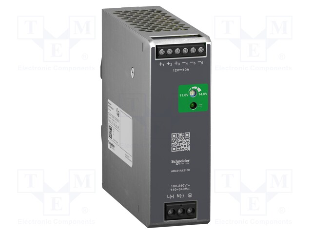 Power supply: switched-mode; 120W; 12VDC; 10A; 85÷264VAC; DIN; 520g