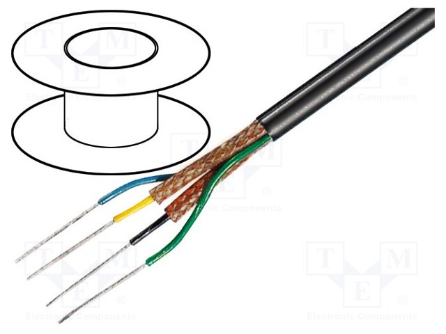 Wire: microphone cable; 2x0,15mm2+2x0,15mm2; black; OFC,tinned