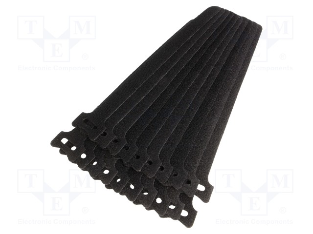 Velcro tie; L: 210mm; W: 16mm; black; 20pcs; Ømax: 50mm