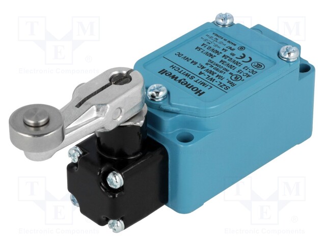 Limit switch; lever R 38mm, metal roller Ø17,5mm; NO + NC; 10A