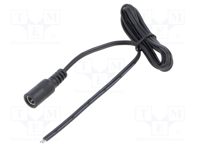 Cable; 2x0.5mm2; DC 5,5/2,5 socket; straight; black-gray,black