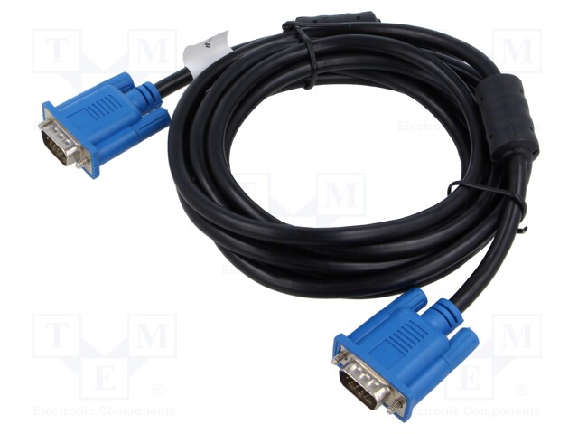 Cable; D-Sub 15pin male,both sides; black; 3m; blue; 30AWG