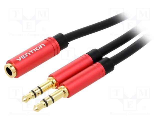 Cable; Jack 3.5mm 4pin socket,Jack 3.5mm 3pin plug x2; 0.3m