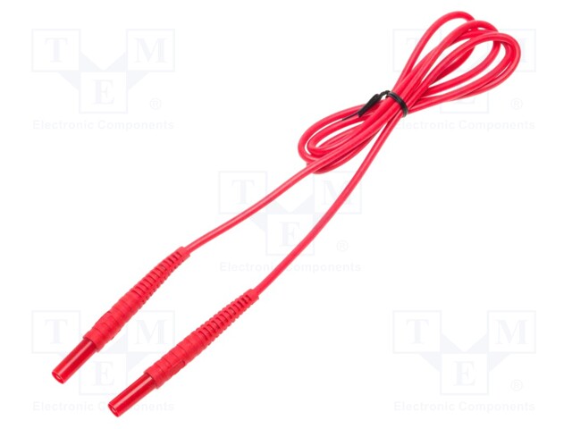 Test lead; banana plug-banana plug; insulated; Urated: 1kV; red