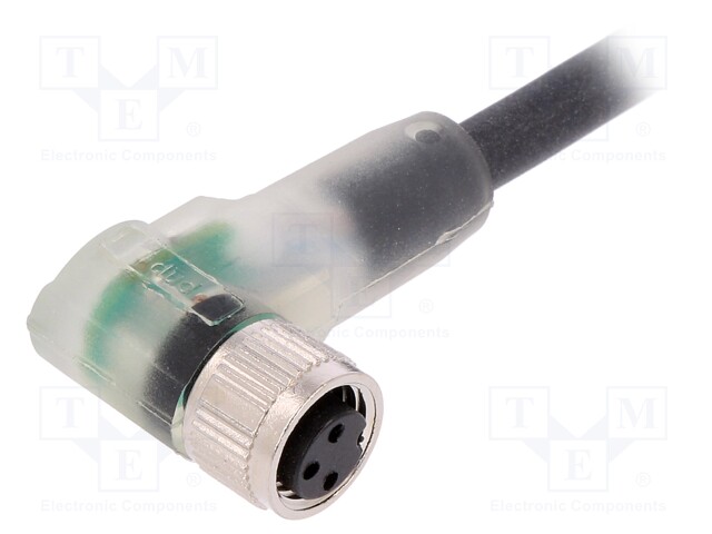 Connection lead; M8; PIN: 3; angled; 2m; plug; 60VAC; 4A; -25÷80°C