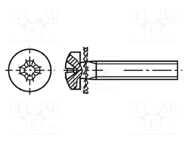 Screw; M3x8; Head: cheese head; Phillips; steel; zinc; PH1