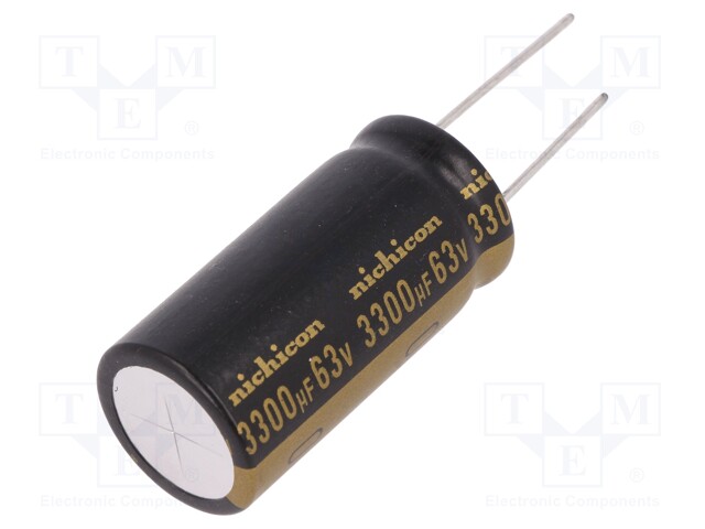 Capacitor: electrolytic; THT; 3300uF; 63VDC; Ø20x40mm; Pitch: 10mm