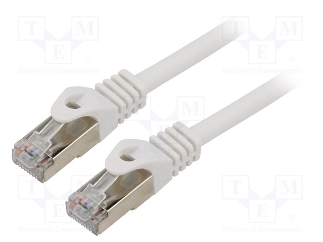 Patch cord; S/FTP; 6a; solid; Cu; LSZH; white; 0.5m; 27AWG