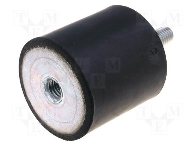 Vibration damper; M10; Ø: 60mm; rubber; L: 40mm; Thread len: 28mm