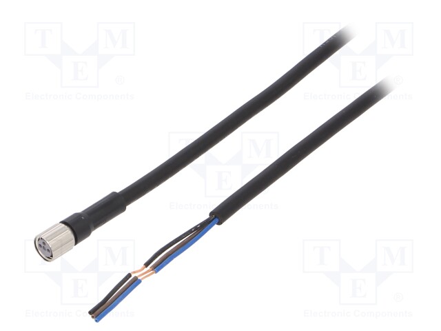 Connection lead; M8; PIN: 3; straight; Len: 5m; plug; 1A; -10÷80°C