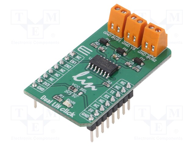 Click board; transceiver; GPIO,UART; TLE7268SKXUMA1; 3.3/5VDC