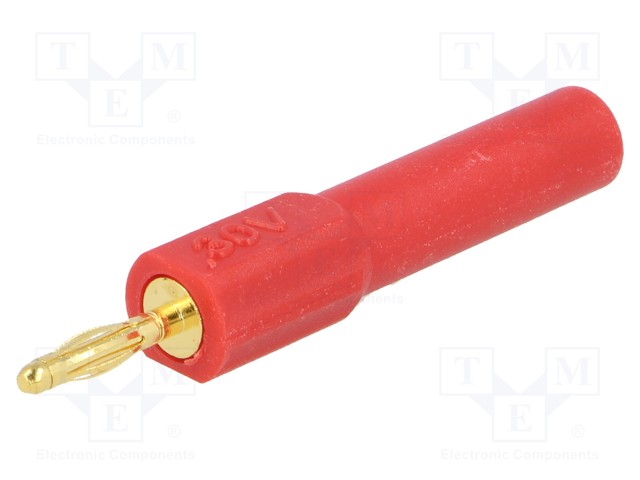 Adapter; 2mm banana; 36A; 60VDC; red; Plating: gold-plated; 44.5mm