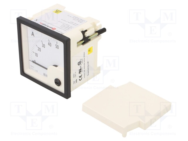 Meter: panel; analogue; 0÷50A; Class: 1,5; IP52; panel; 72x72mm