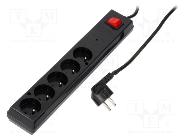 Plug socket strip: protective; Sockets: 5; 230VAC; 10A