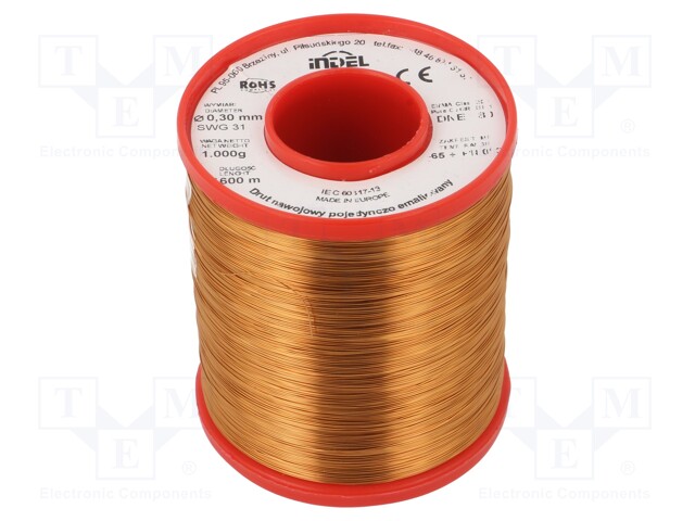 Coil wire; single coated enamelled; 0.3mm; 1kg; -65÷180°C