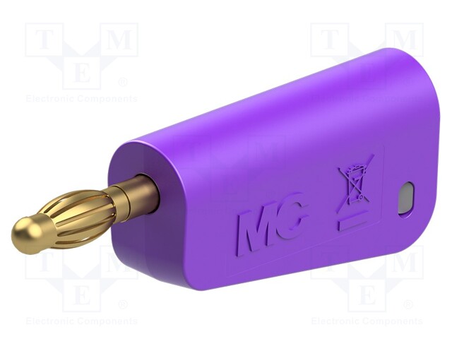 Plug; 4mm banana; 19A; violet; gold-plated; Mounting: on cable