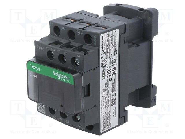 Contactor: 3-pole; NO x3; Auxiliary contacts: NO + NC; 48VDC; 18A