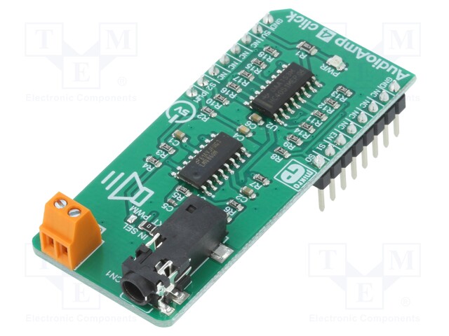 Click board; amplifier; GPIO,PWM; LM4860; mikroBUS connector