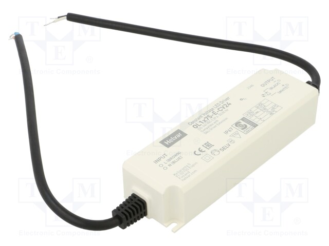 Power supply: switched-mode; LED; 75W; 24VDC; 3.13A; 198÷264VAC