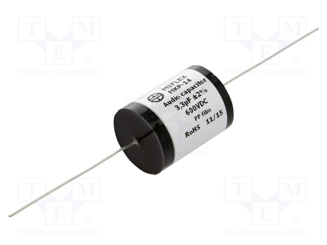 Capacitor: polypropylene; 3.3uF; 600VDC; ±2%; Ø23.9x35mm; -25÷85°C