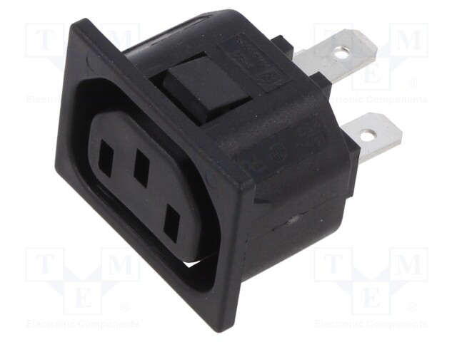 Connector: AC supply; socket; female; 10A; 250VAC; C13 (F); max.3mm