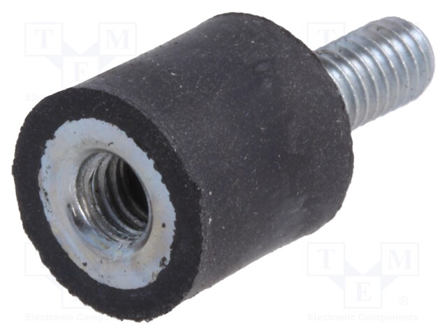 Vibration damper; M4; Ø: 10mm; rubber; L: 10mm; Thread len: 10mm