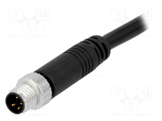 Connector: M8; 5m; male; PIN: 4; straight; plug; 3A; 30V; IP67