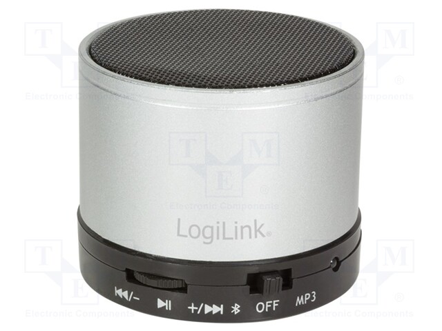 Speaker; silver; 10m; 4h; 3W; Kit: loudspeaker,USB cable