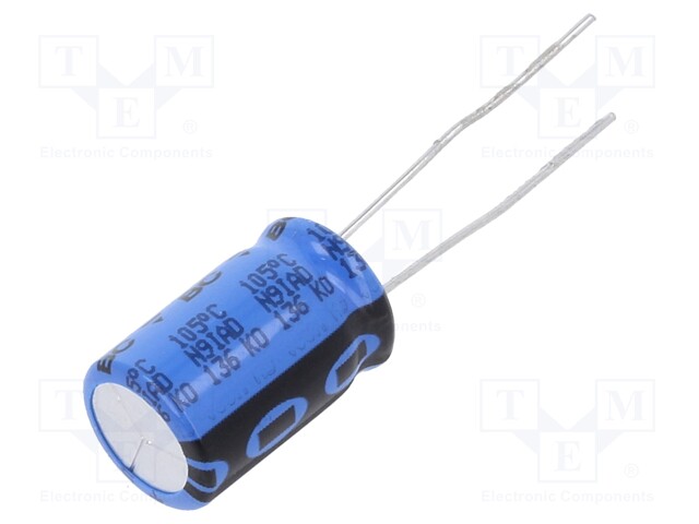 Capacitor: electrolytic; THT; 47uF; 100VDC; Ø10x16mm; Pitch: 5mm