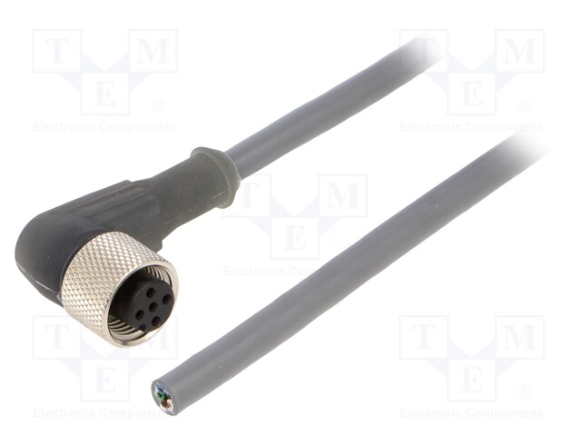 Connection lead; M12; PIN: 5; angled; 10m; plug; 63VAC; 2.2A; IP67