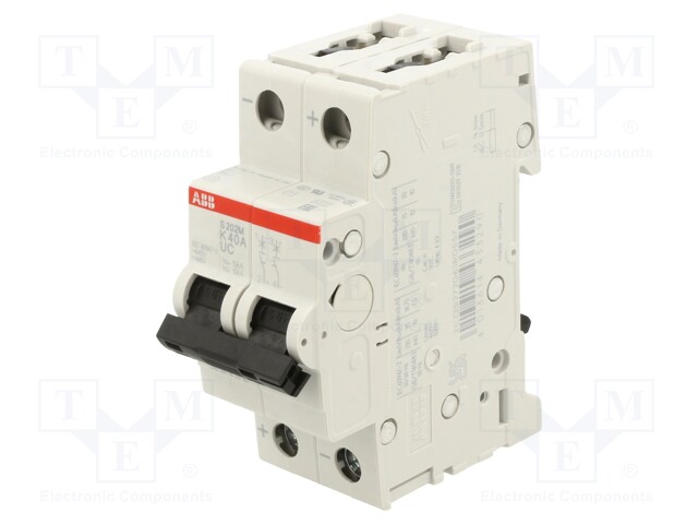 Circuit breaker; 220VDC; Inom: 40A; Poles: 2; Charact: K; 10kA; IP20