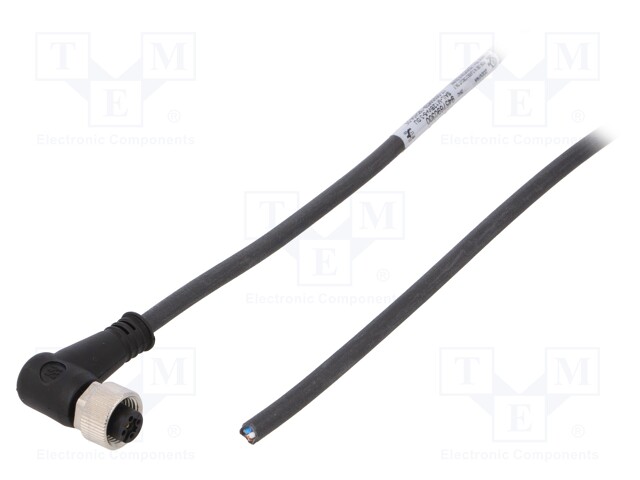 Connection lead; M12; PIN: 5; angled; 3m; plug; 125VAC; 4A; -25÷80°C