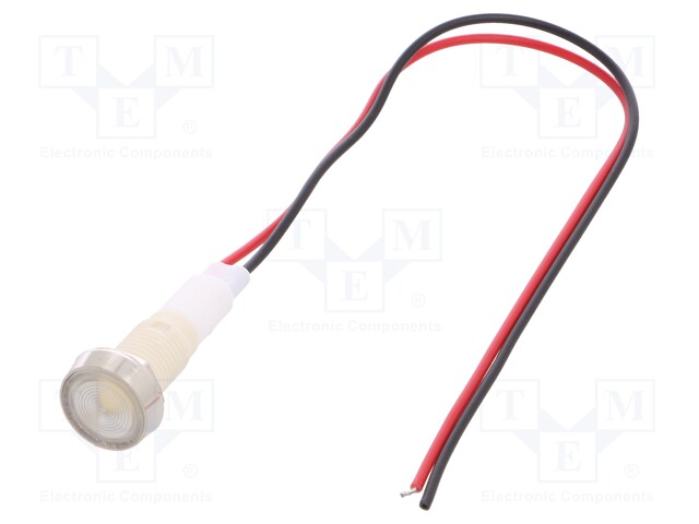 Indicator: LED; flat; 110VDC; 110VAC; Cutout: Ø10mm; 200mm leads