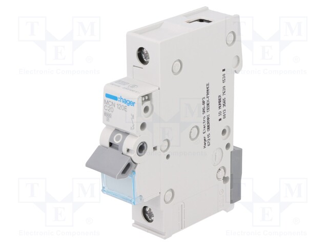 Circuit breaker; 230VAC; Inom: 20A; Poles: 1; DIN; Charact: C; 6kA