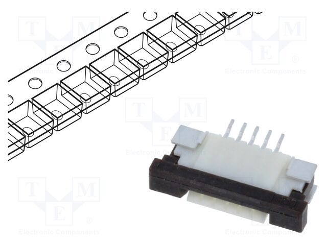 Connector: FFC/FPC; horizontal; PIN: 5; ZIF; SMT; 50V; 0.4A; tinned