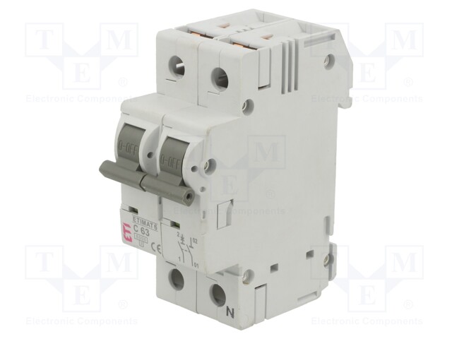 Circuit breaker; 230/400VAC; Inom: 63A; Poles: 1+N; DIN; Charact: C