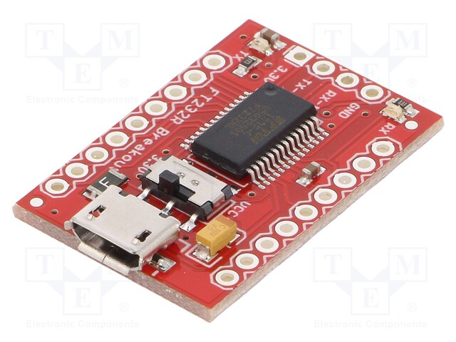 Module: converter; USB-UART; FT232RL; USB B micro,pin strips