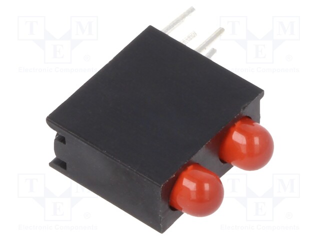 LED; in housing; red; 3mm; No.of diodes: 2; 20mA; Lens: diffused; 30°