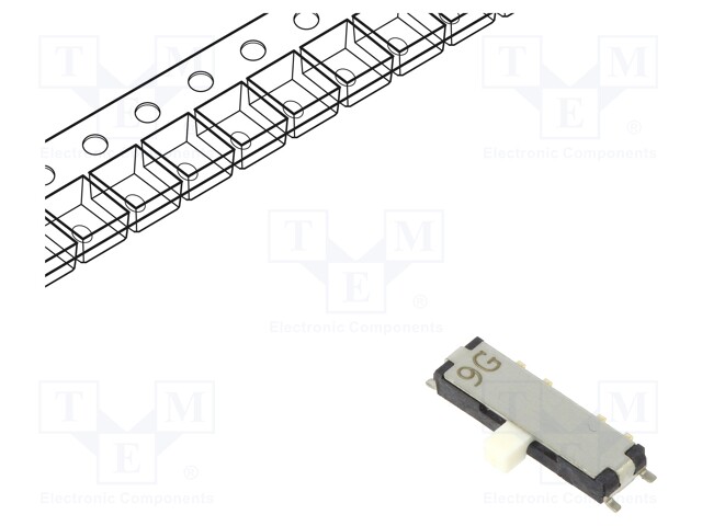 Switch: slide; Pos: 3; SP3T; 0.3A/4VDC; ON-ON-ON; Mounting: SMT