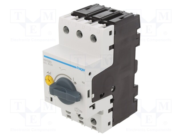 Motor breaker; 4kW; 230VAC; DIN; 6.3÷10A; IP20