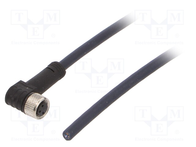 Connection lead; M8; PIN: 3; angled; 3m; plug; 60VAC; 4A; -35÷105°C