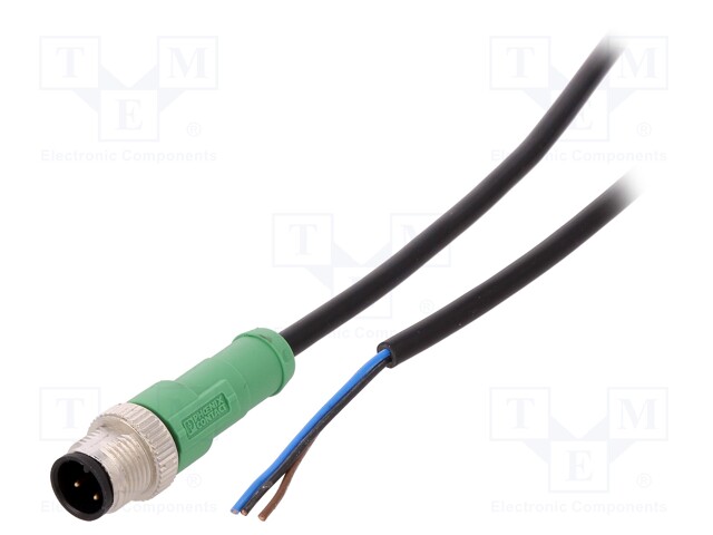 Connection lead; M12; PIN: 3; straight; 10m; plug; 250VAC; 4A; 250VDC