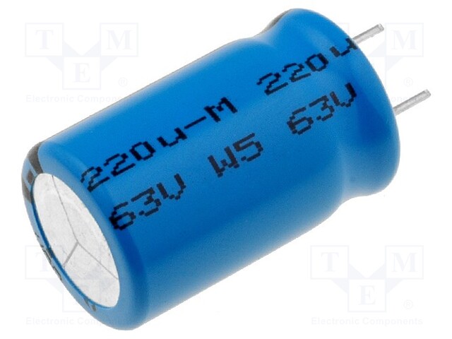 Capacitor: electrolytic; low impedance; THT; 220uF; 63VDC; ±20%