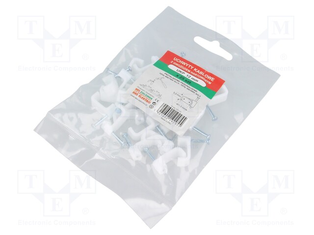 Holder; white; Application: for flat cable; with a nail; H: 8.2mm