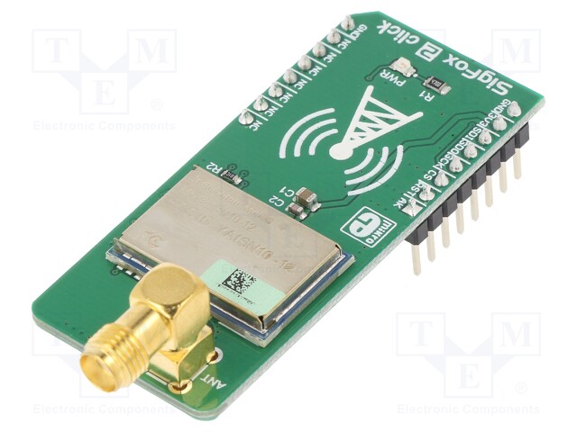 Click board; Sigfox; SPI; SN10-12; SMA,mikroBUS connector; 3.3VDC