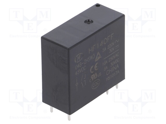 Relay: electromagnetic; DPST-NO; Ucoil: 48VDC; 10A/250VAC; 10A